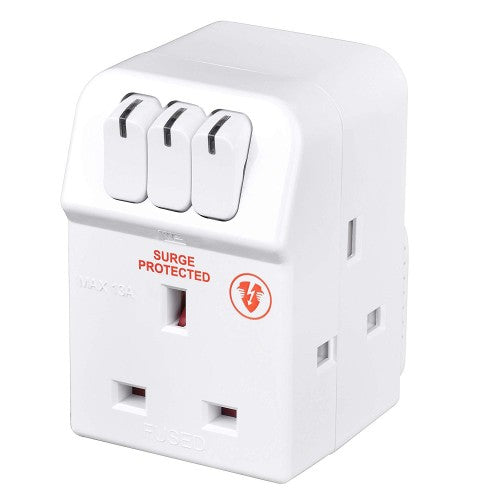 Masterplug 3 Way Individually Switched Adaptor White (MSWRG3)
