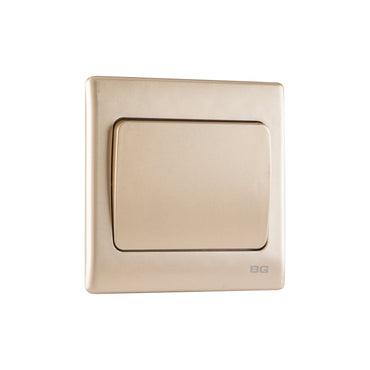 British General BG Neo Slimline 10A 1-Gang 1-Way Rocker Switch, Champagne (PCCH11W)