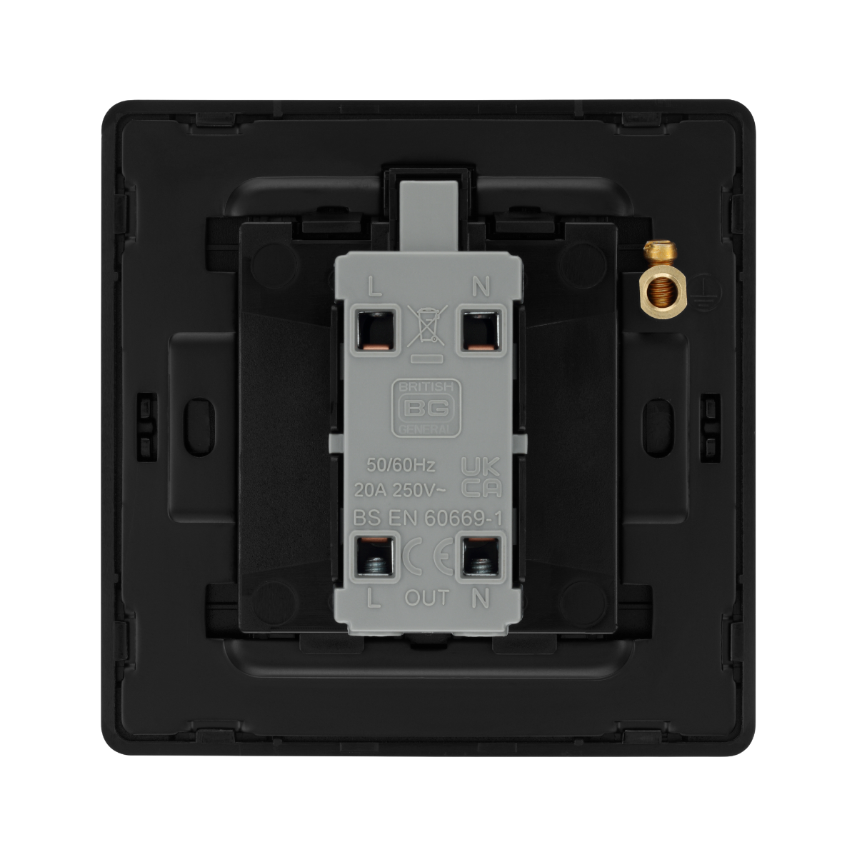 British General Evolve Mat Black Edge to Edge Bell Push Switch, 10A, 1 Way, 20Amp (PCDMB14EB)