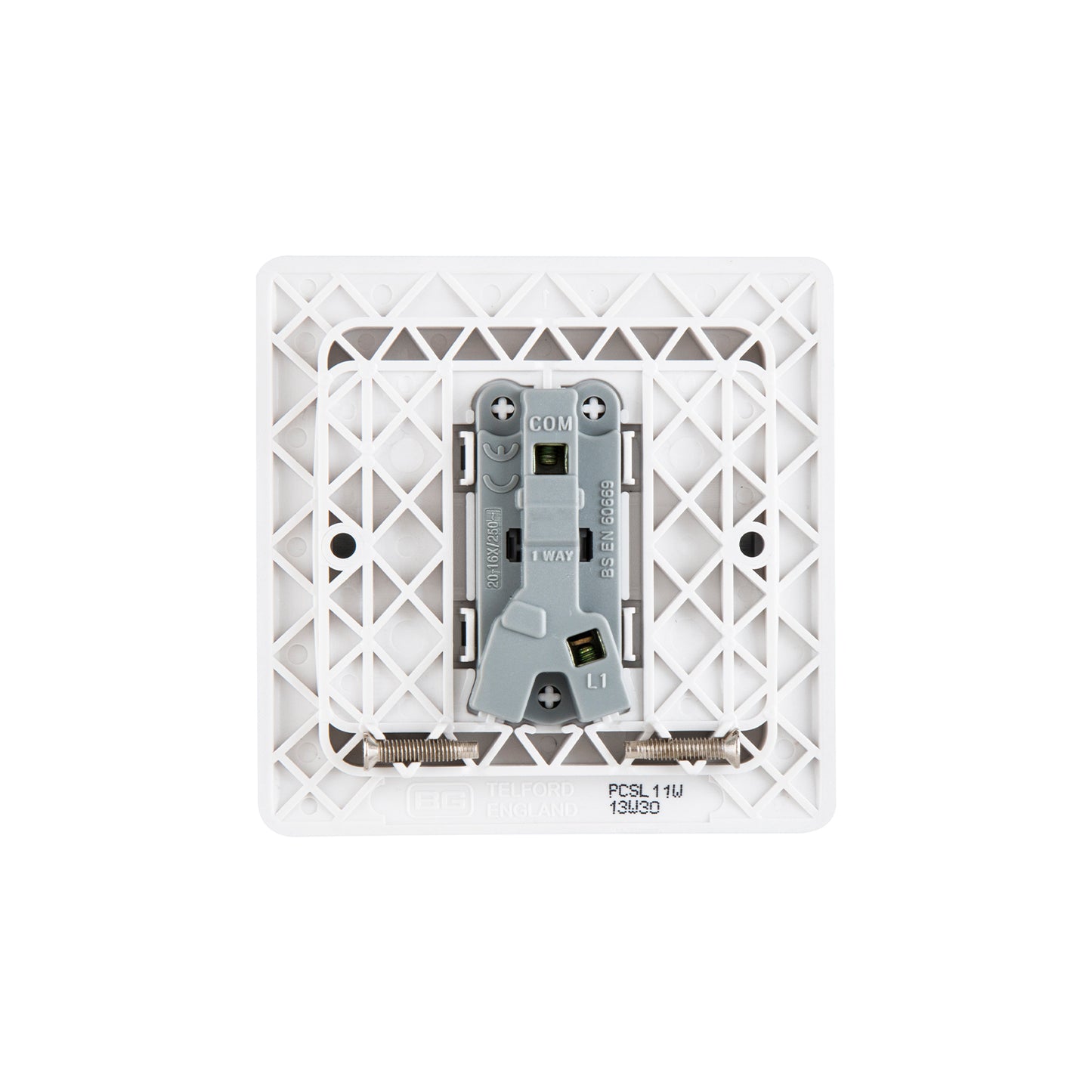 British General BG Neo Slimline 1 Mega Rocker 1-Way Switches, Silver (PCSL11W)