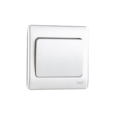 British General BG Neo Slimline 1 Mega Rocker 1-Way Switches, Silver (PCSL11W)