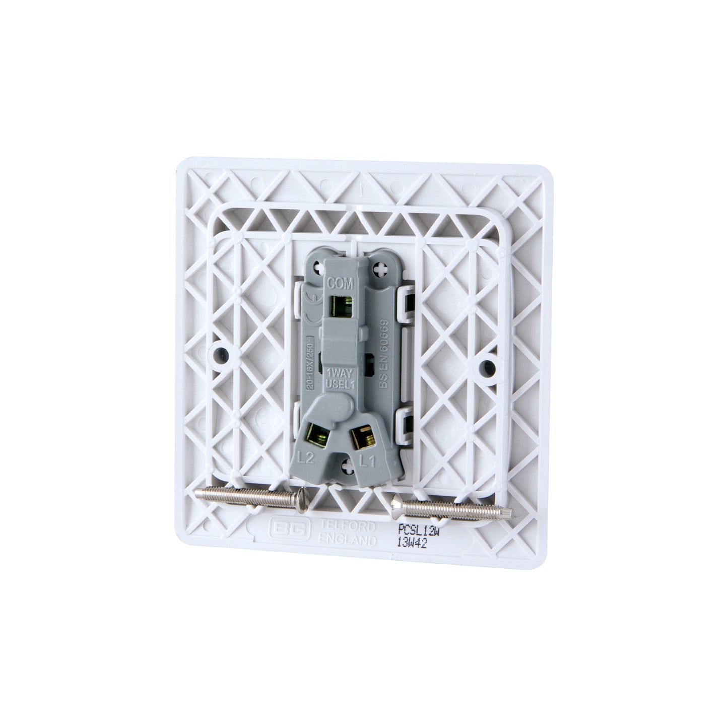 British General BG Neo Slimline 1 Mega Rocker 2-Way Switches, Silver (PCSL12W)