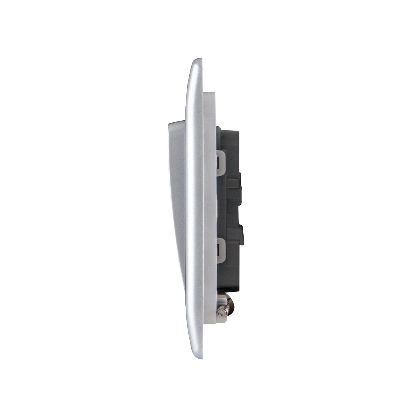 British General BG Neo Slimline 1 Mega Rocker 2-Way Switches, Silver (PCSL12W)