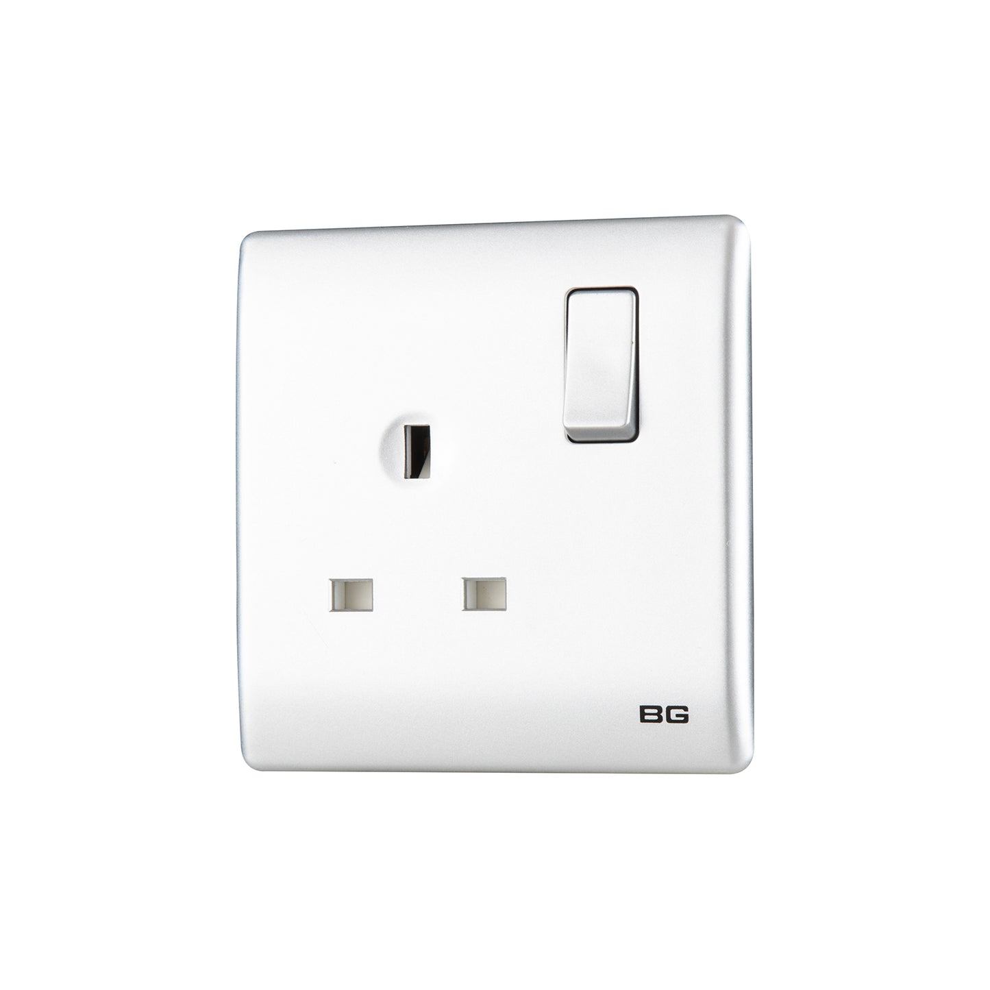 British General BG Neo Slimline Single Gang Switched Socket, Silver (PCSL21)