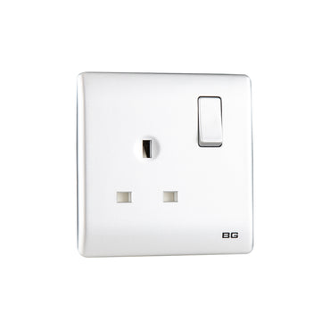 British General BG Neo Slimline Single Gang Switched Socket, Silver (PCSL21)