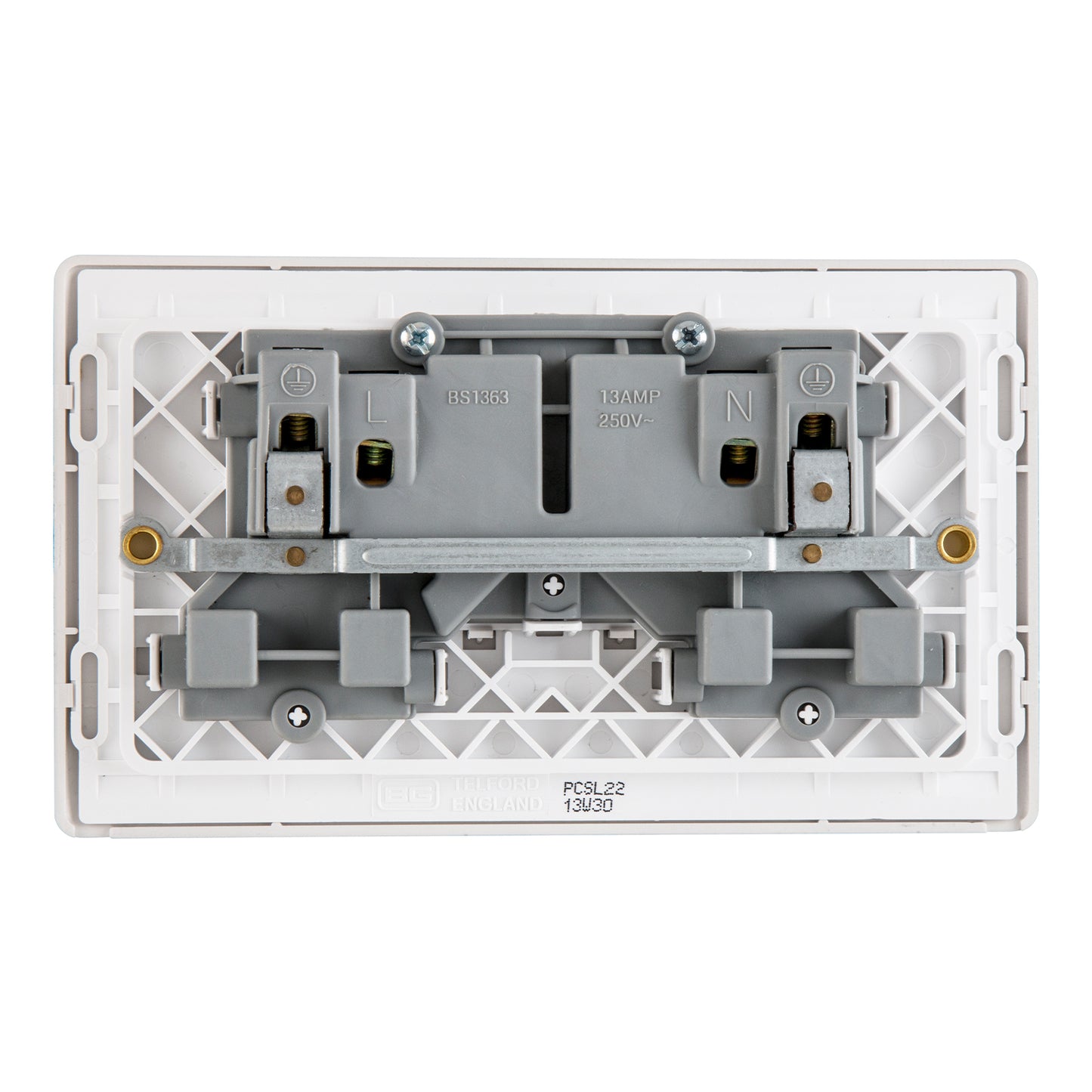 British General BG Neo Slimline Double Gang Switched Socket, Silver (PCSL22)