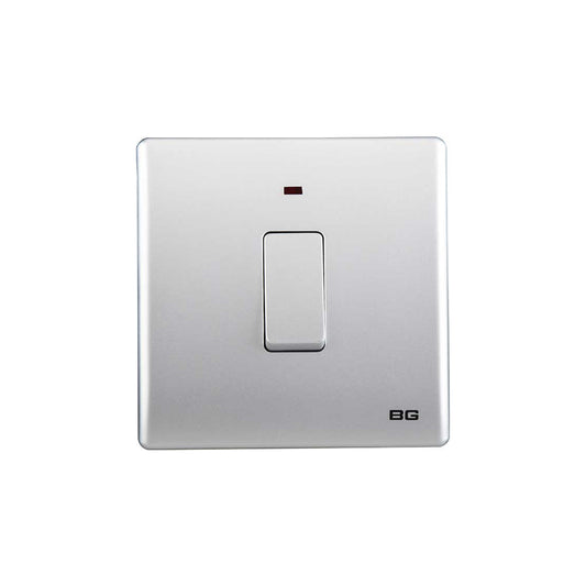 British General BG Neo Slimline 20Amp Double Pole Switch with LED, Silver (PCSL31)