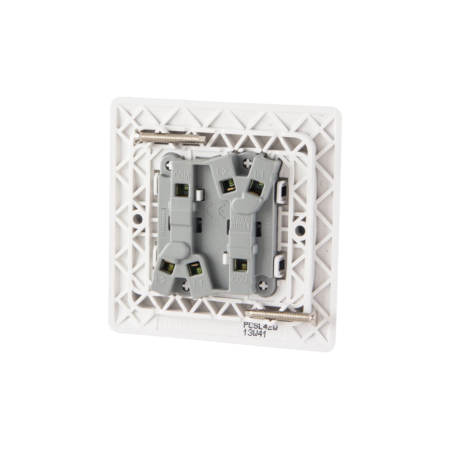 British General BG Neo Slimline 2 Mega Rocker 2-Way Switches, Silver (PCSL42W)