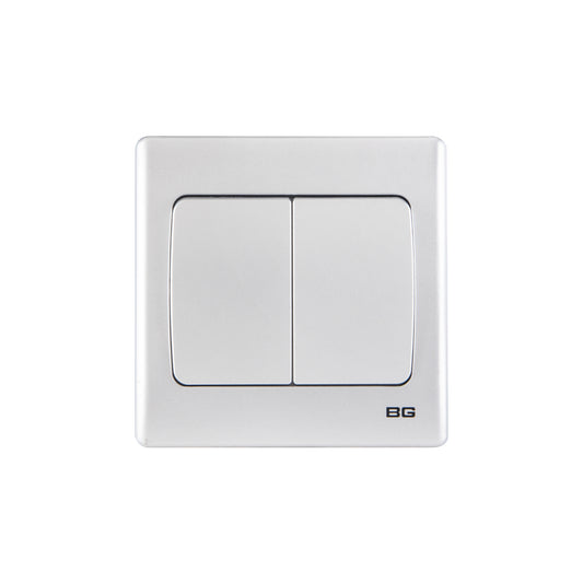 British General BG Neo Slimline 2 Mega Rocker 2-Way Switches, Silver (PCSL42W)
