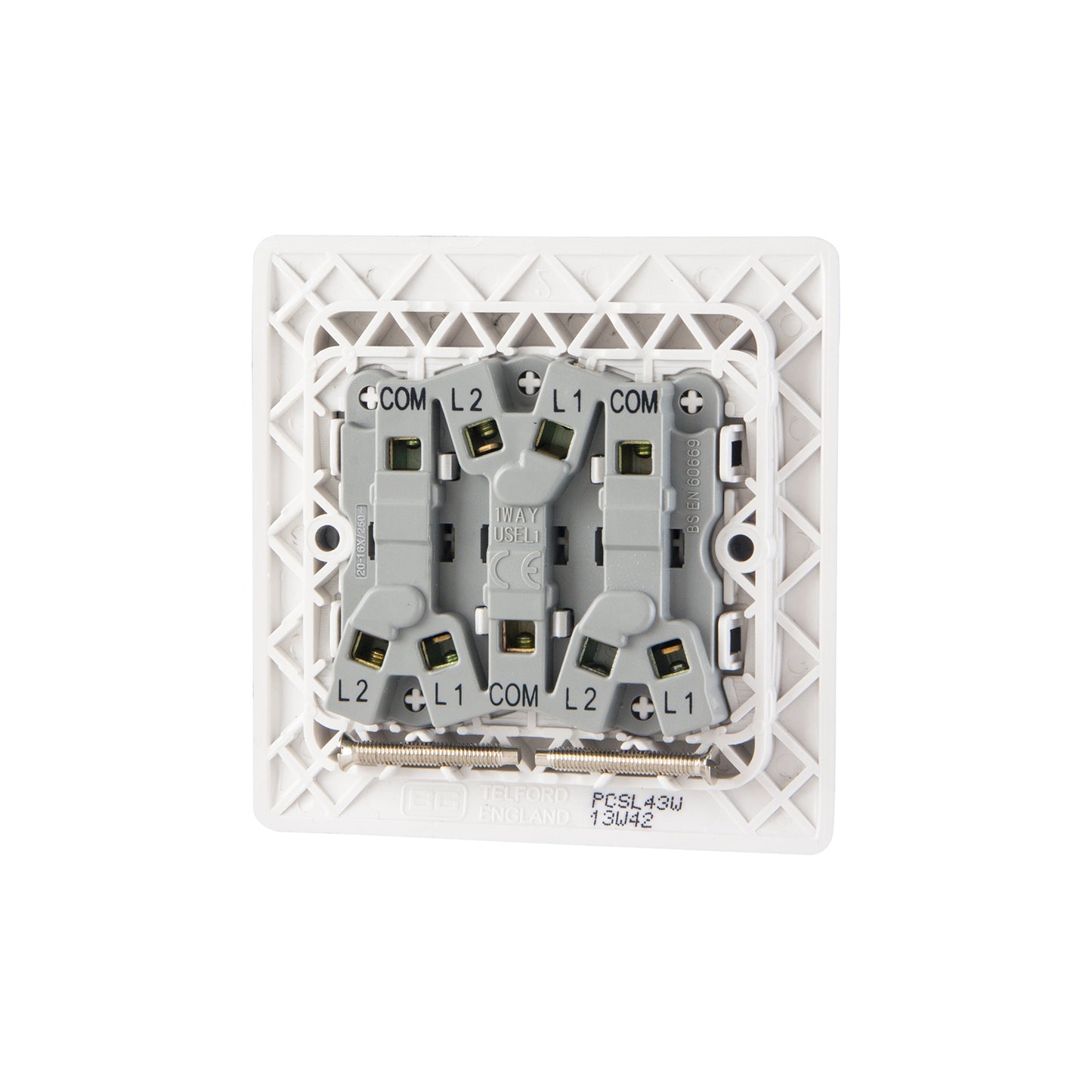 British General BG Neo Slimline 3 Mega Rocker 2-Way Switches, Silver (PCSL43W)