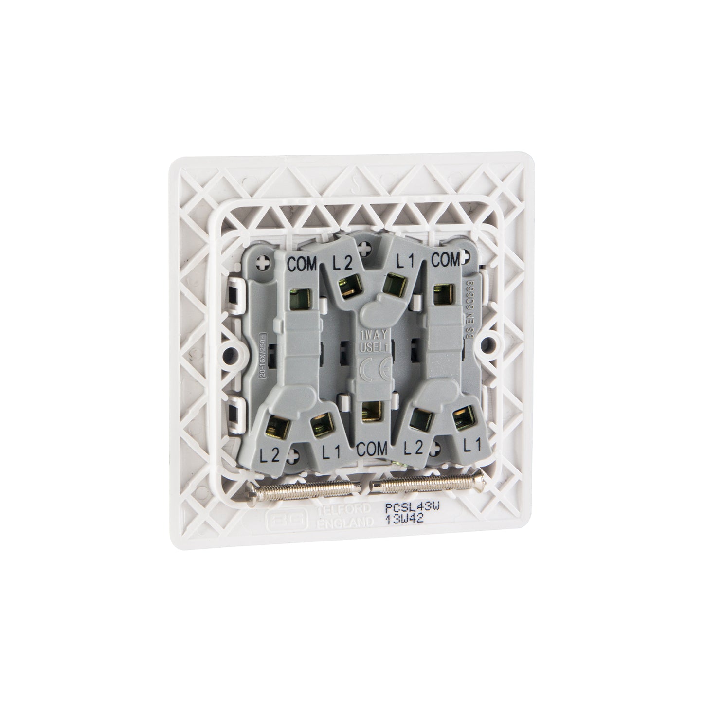 British General BG Neo Slimline 3 Mega Rocker 2-Way Switches, Silver (PCSL43W)