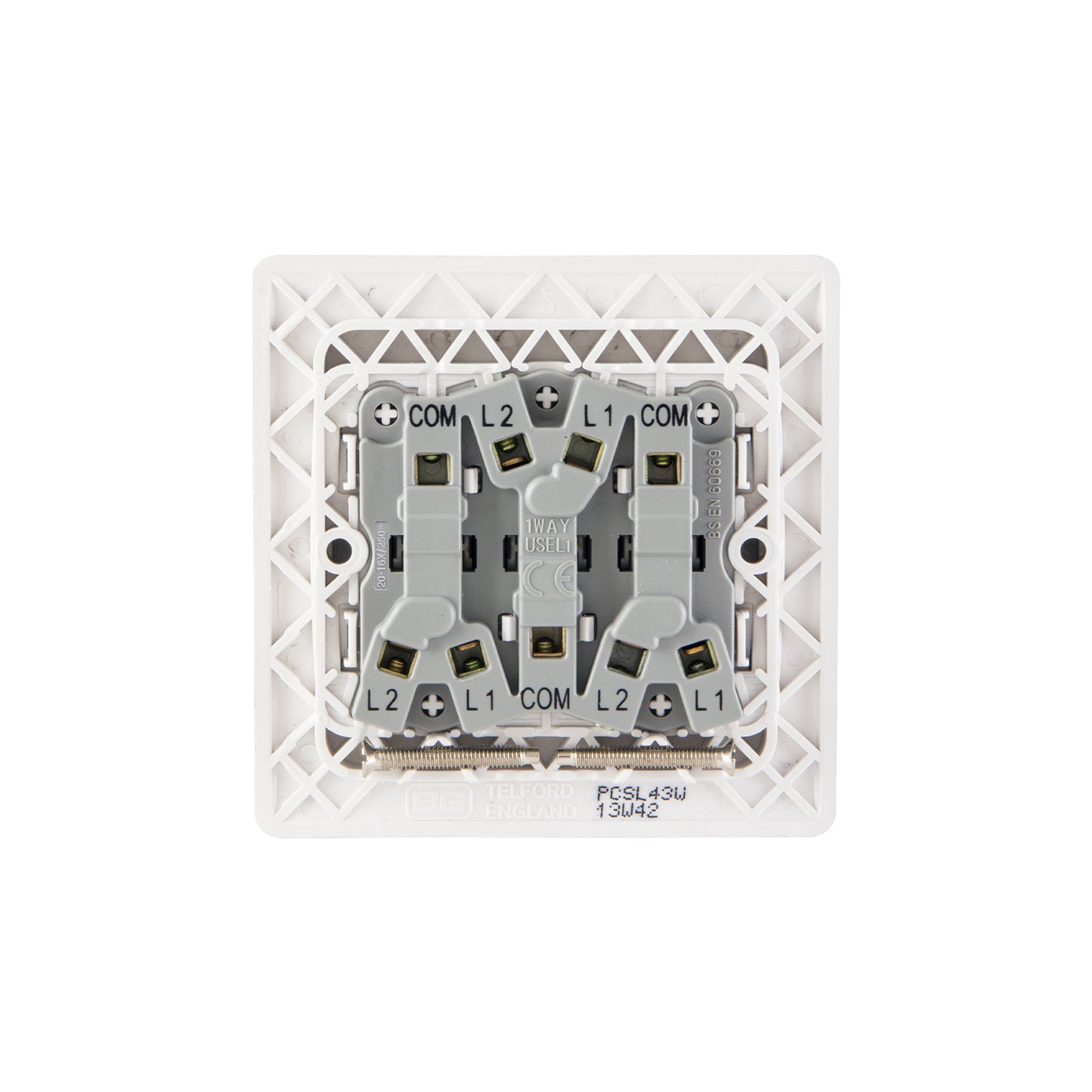 British General BG Neo Slimline 3 Mega Rocker 2-Way Switches, Silver (PCSL43W)