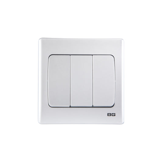 British General BG Neo Slimline 3 Mega Rocker 2-Way Switches, Silver (PCSL43W)