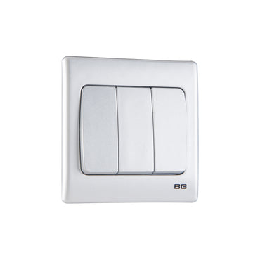 British General BG Neo Slimline 3 Mega Rocker 2-Way Switches, Silver (PCSL43W)