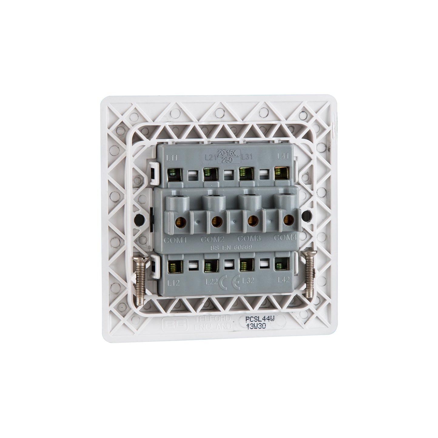 British General BG Neo Slimline 4 Mega Rocker 2-Way Switches, Silver (PCSL44W)
