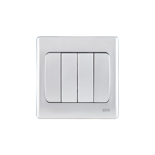 British General BG Neo Slimline 4 Mega Rocker 2-Way Switches, Silver (PCSL44W)