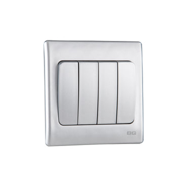 British General BG Neo Slimline 4 Mega Rocker 2-Way Switches, Silver (PCSL44W)