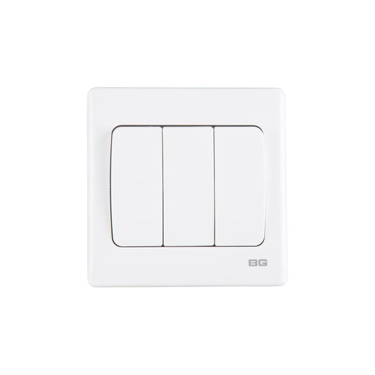 British General BG Neo Slimline 3 Gangs Mega Rocker 2-Way Switches (PCWH43W)