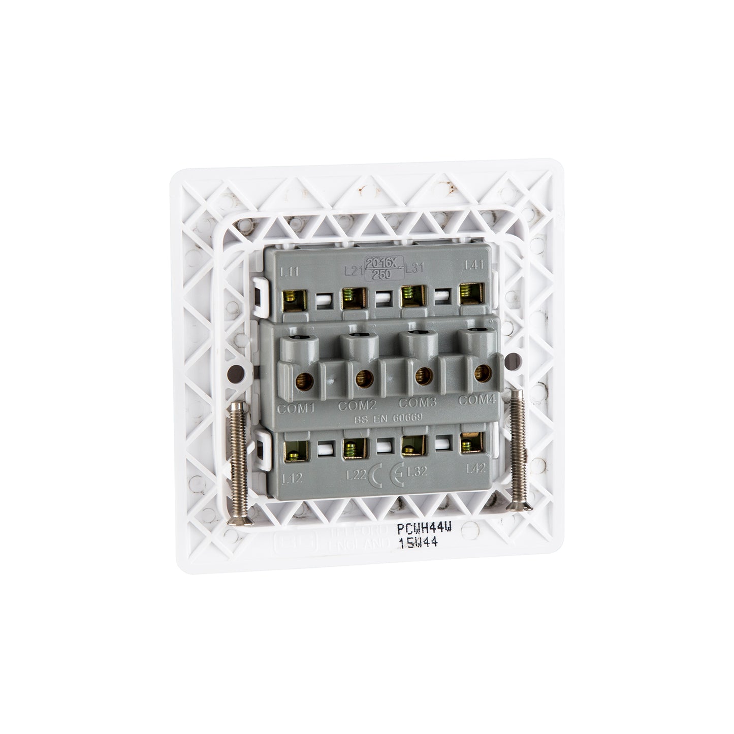 British General BG Neo Slimline 4 Gangs Mega Rocker 2-Way Switches (PCWH44W)