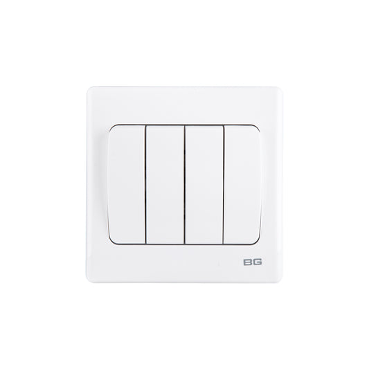 British General BG Neo Slimline 4 Gangs Mega Rocker 2-Way Switches (PCWH44W)