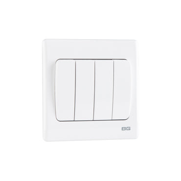 British General BG Neo Slimline 4 Gangs Mega Rocker 2-Way Switches (PCWH44W)