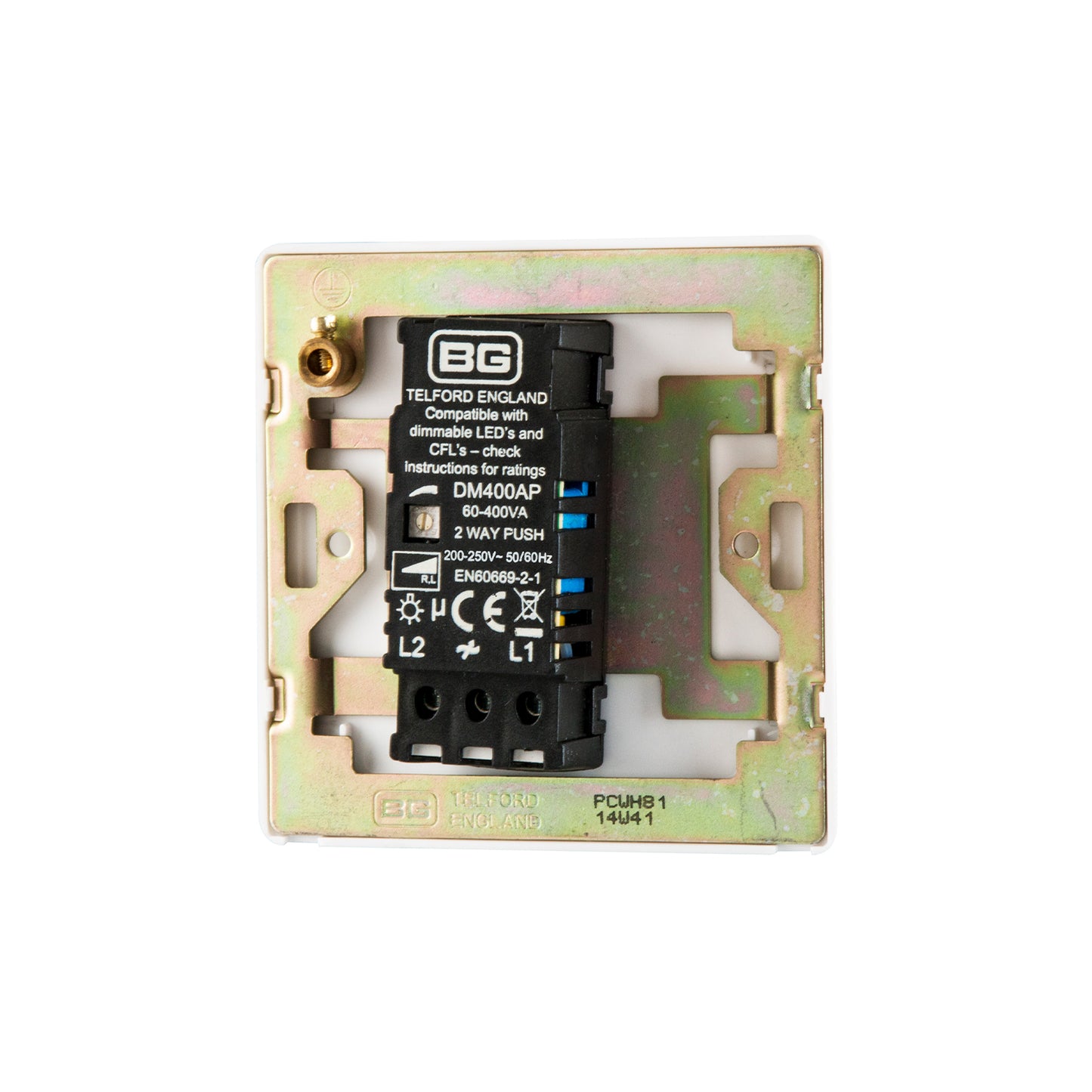 British General BG Neo Slimline Single Gang 2-Way 400W Dimmer Switch, White (PCWH81)