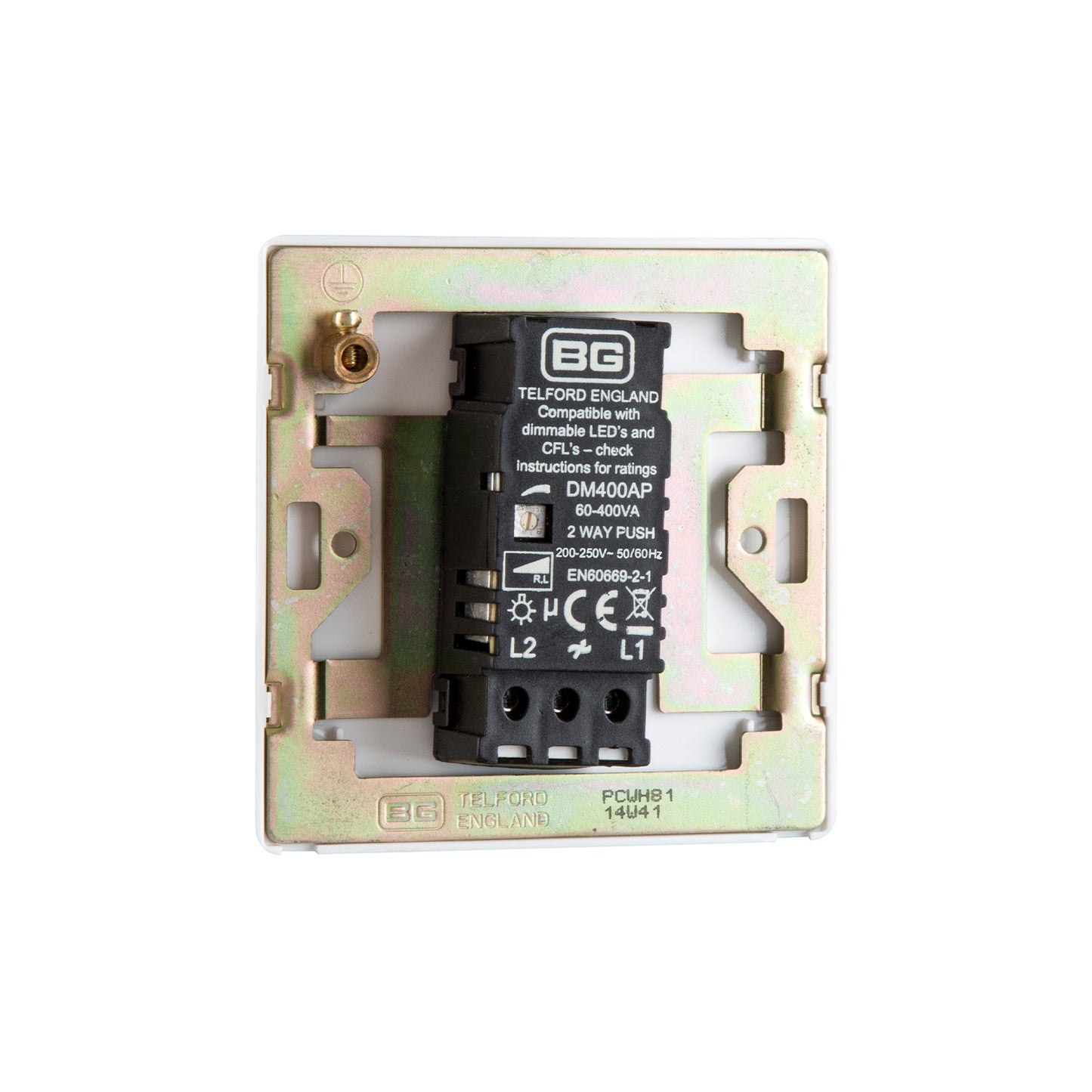 British General BG Neo Slimline Single Gang 2-Way 400W Dimmer Switch, White (PCWH81)