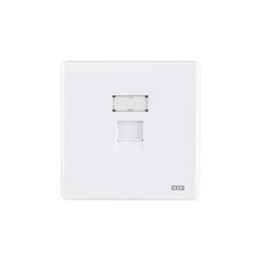 British General BG Neo Slimline Single Gang RJ45 Data Socket, White (PCWHRJ451)