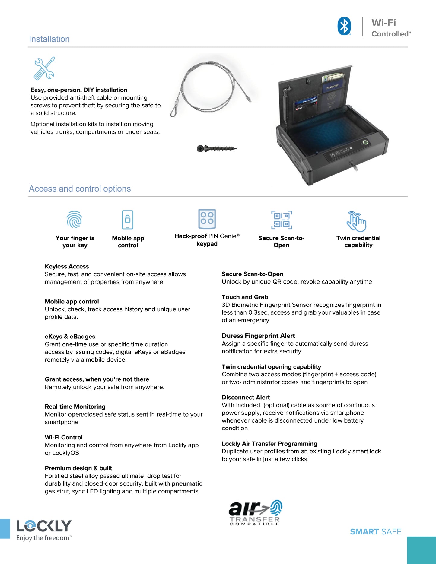 Lockly Smart Safe PGV528WMB – Wi-Fi Controlled Biometric Safe for Ultimate Home Security