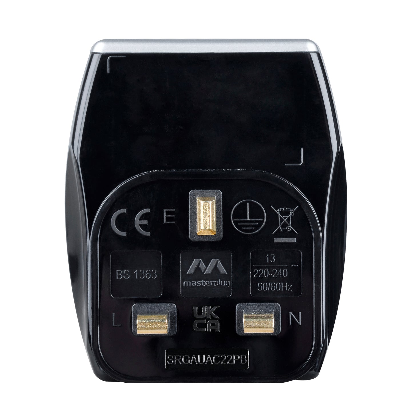 Masterplug High Gloss USB Adaptor with USB PD-22W Black (SRGAUAC22PB)