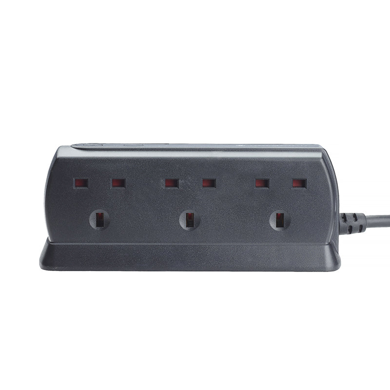 Masterplug Surge Compact Back-to-Back 6 Sockets Extension Lead 2 meter Black/ White (SRGD62MW)