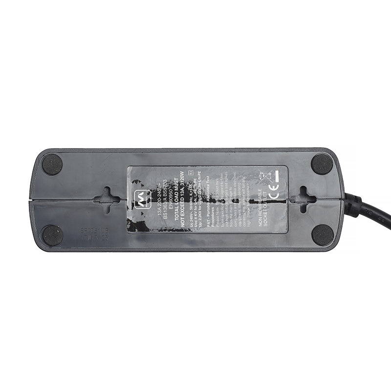 Masterplug Surge Compact Back-to-Back 6 Sockets Extension Lead 2 meter Black/ White (SRGD62MW)