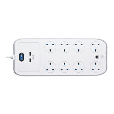 Masterplug USB Surge Protected Extension Lead 8 Sockets 3 meter White (SRGSU83PW)