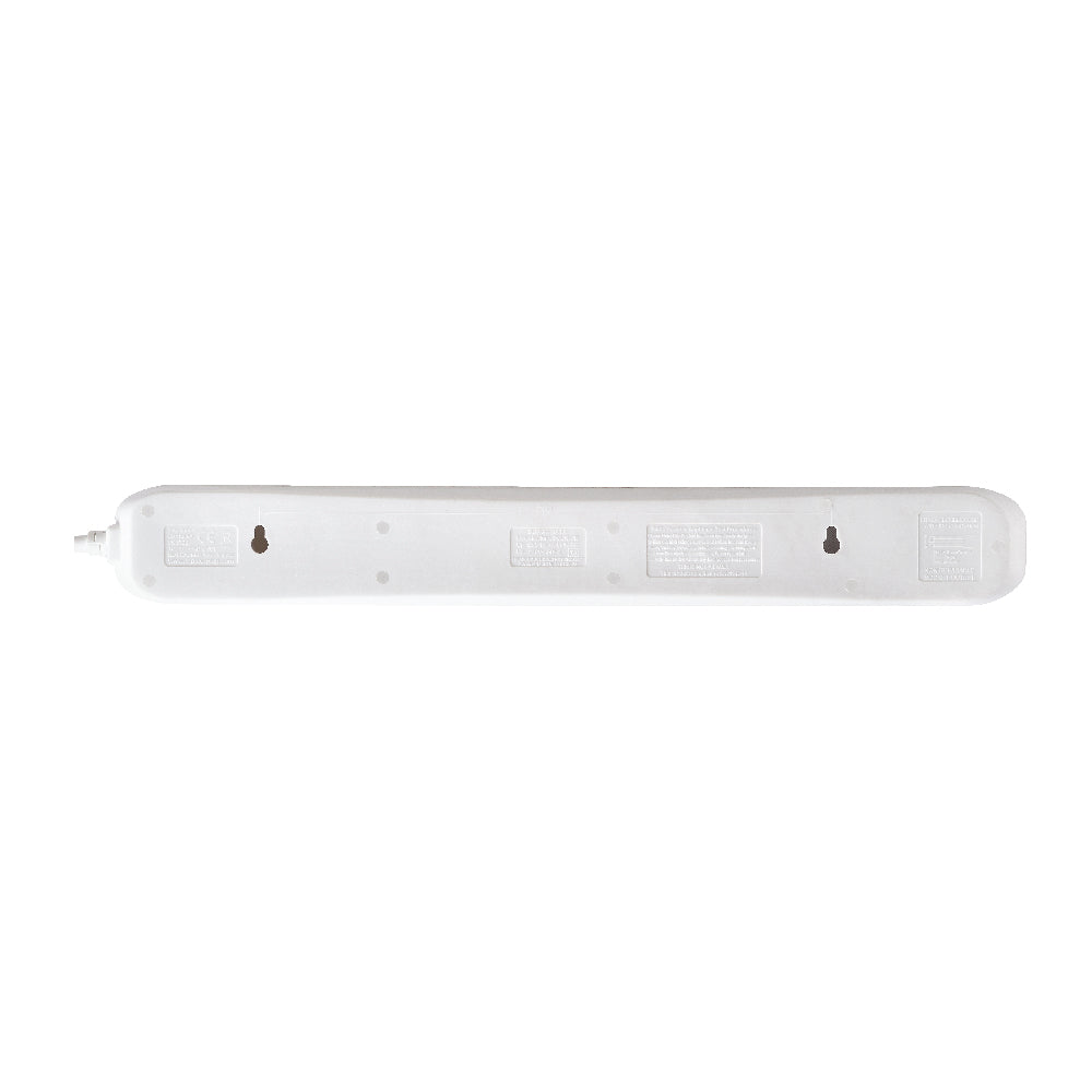 Masterplug Surge Extension Lead 6 Sockets with 2xUSB 2 meter Black/ White (SRGU62N)