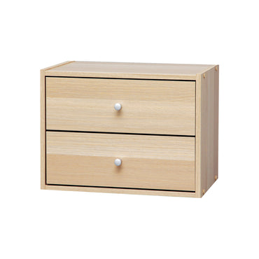Iris Ohyama Stack Box Drawer Type | Brown / Natural / White (STB-400H)