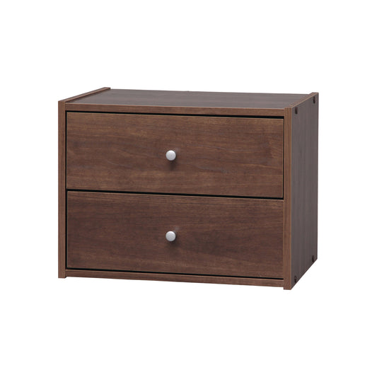 Iris Ohyama Stack Box Drawer Type | Brown / Natural / White (STB-400H)