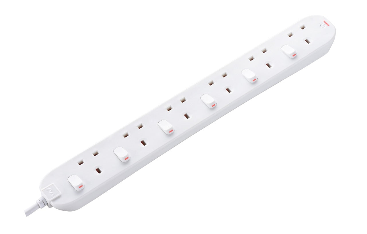 Masterplug Individual Switched 6 Sockets Extension Lead with LED Indicator 2 Meter (SWC62)