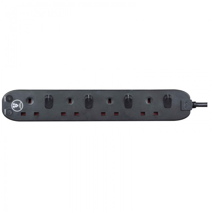 Masterplug Individually Switched Extension 4 Sockets 2 meter Black/ White (SWSRG42NB)