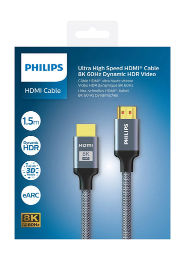 Philips Premium Ultra-High-Speed HDMI® Cable – 8K 60Hz, 48Gbps, Dynamic HDR, eARC, Braided – 1.5m & 3m(SWV9115/30)