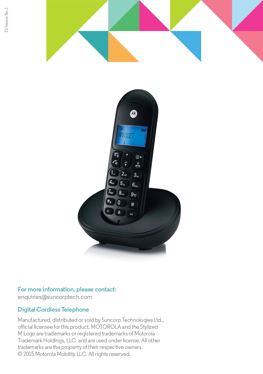 Motorola Cordless Phone Handset Combo (T102 BK)