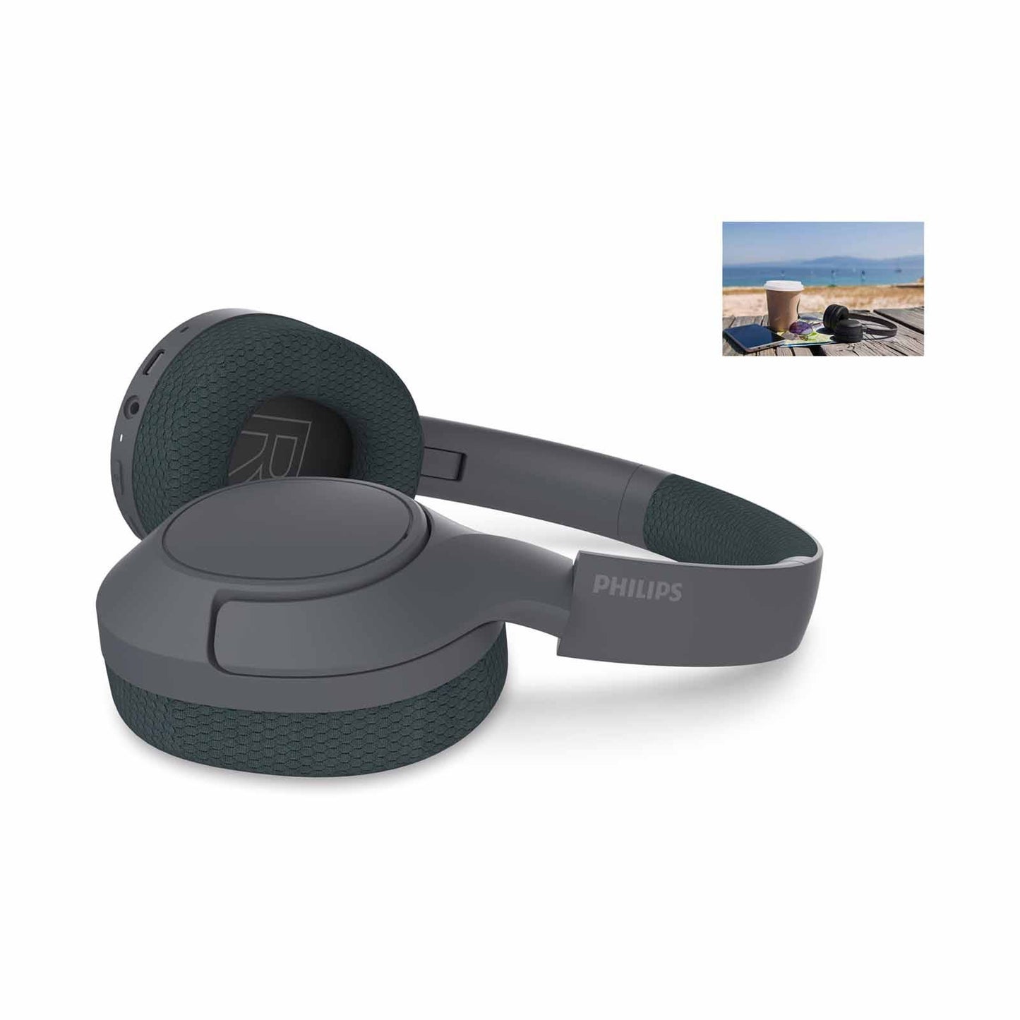 Philips Over-Ear Wireless Noise-Canceling Headphones – 60 Hours Playtime, Dynamic Bass (TAH7508BK/97)