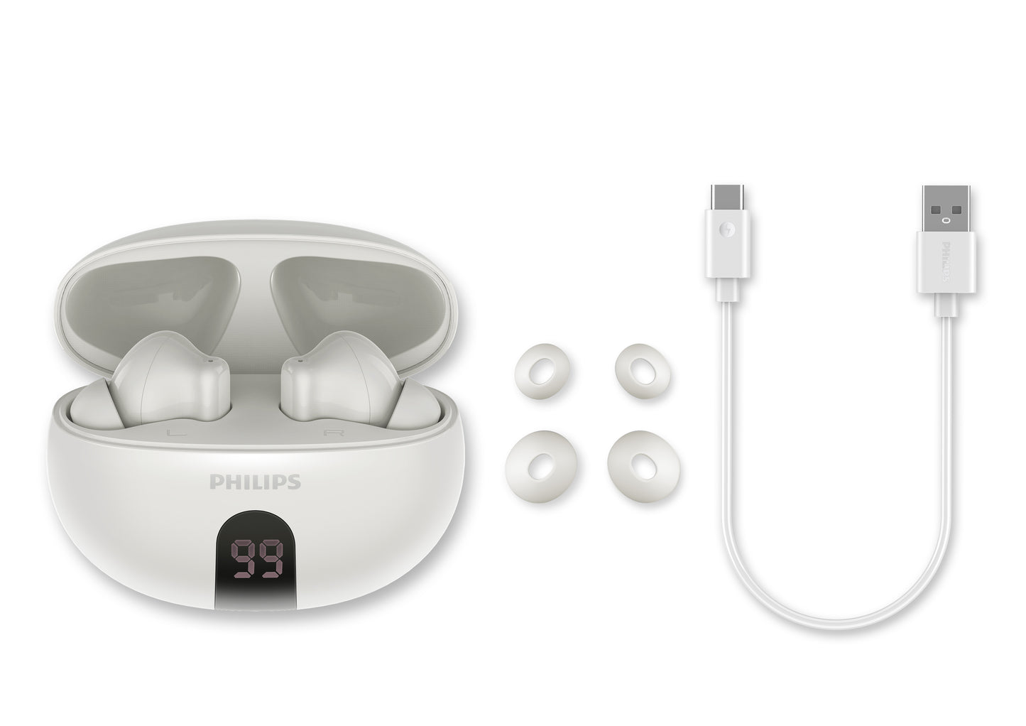 Philips True Wireless Earbuds Noise Canceling Dynamic Bass 20hr Playtime Black (TAT3559BK)