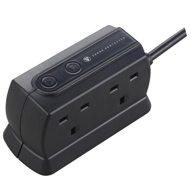 Masterplug Surge Compact Back-To-Back 4 Sockets Extension Lead 2 meter White/Black (SRGD42MB)