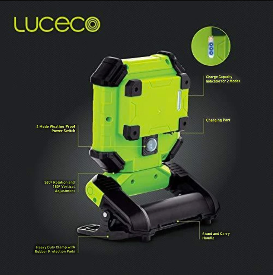 Luceco Portable LED Mini Clamp Work Light 9W Green (LCWR9G60)