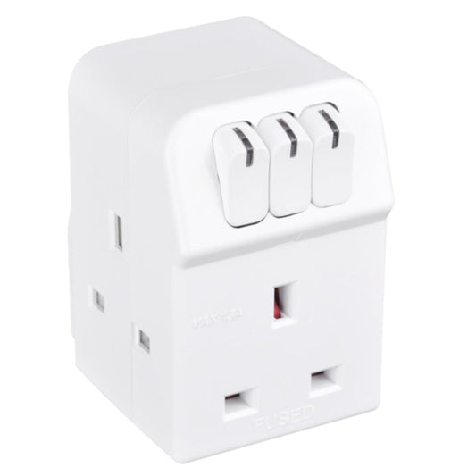 Masterplug 3 Way Individually Switched Adaptor White (MSWG3)