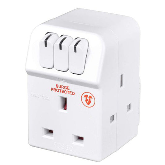 Masterplug 3 Way Individually Switched Adaptor White (MSWRG3)