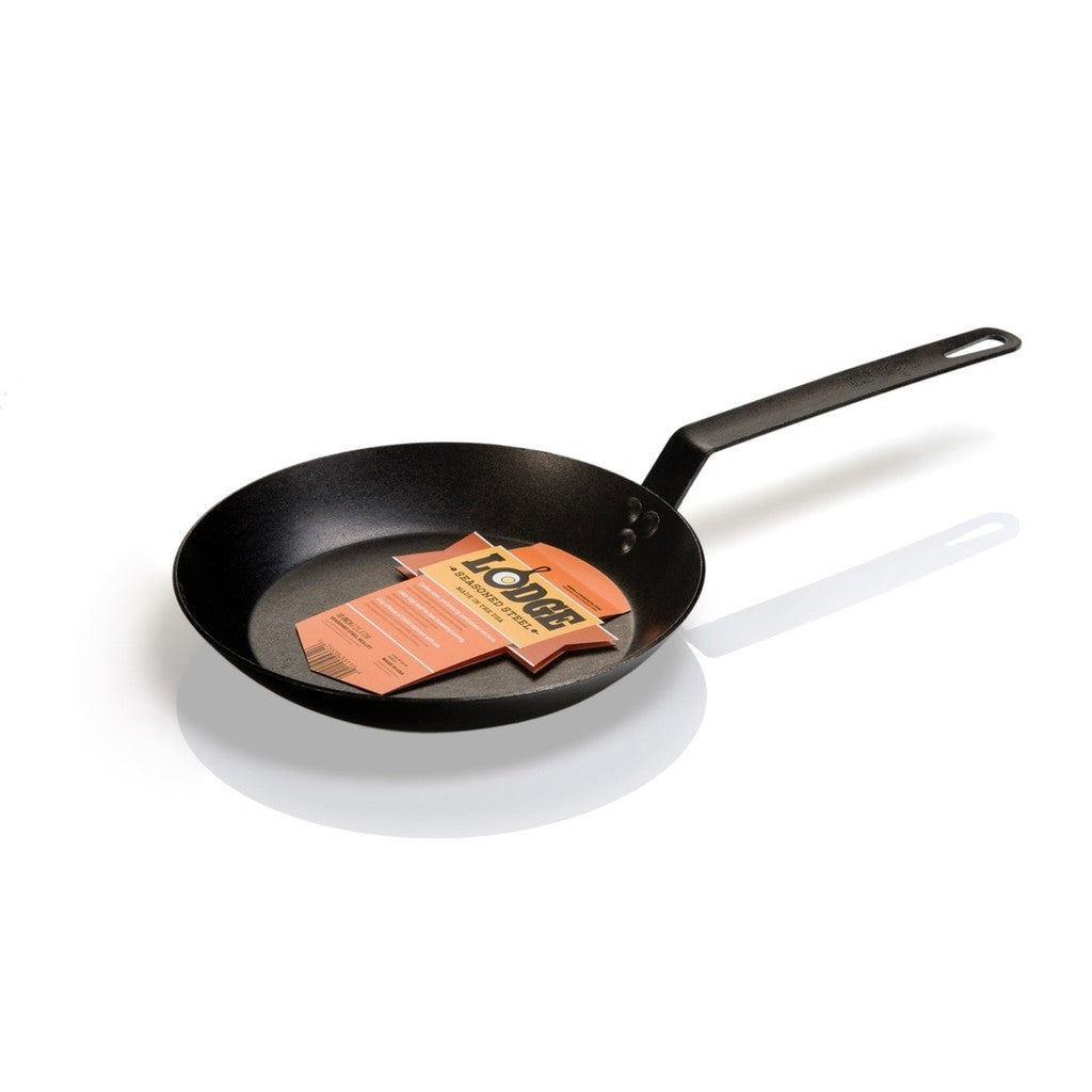 Lodge CRS10- 10 Inch Seasoned Carbon Steel Skillet - Lightweight, Durable, Pre-Seasoned, Perfect for Searing & Frying