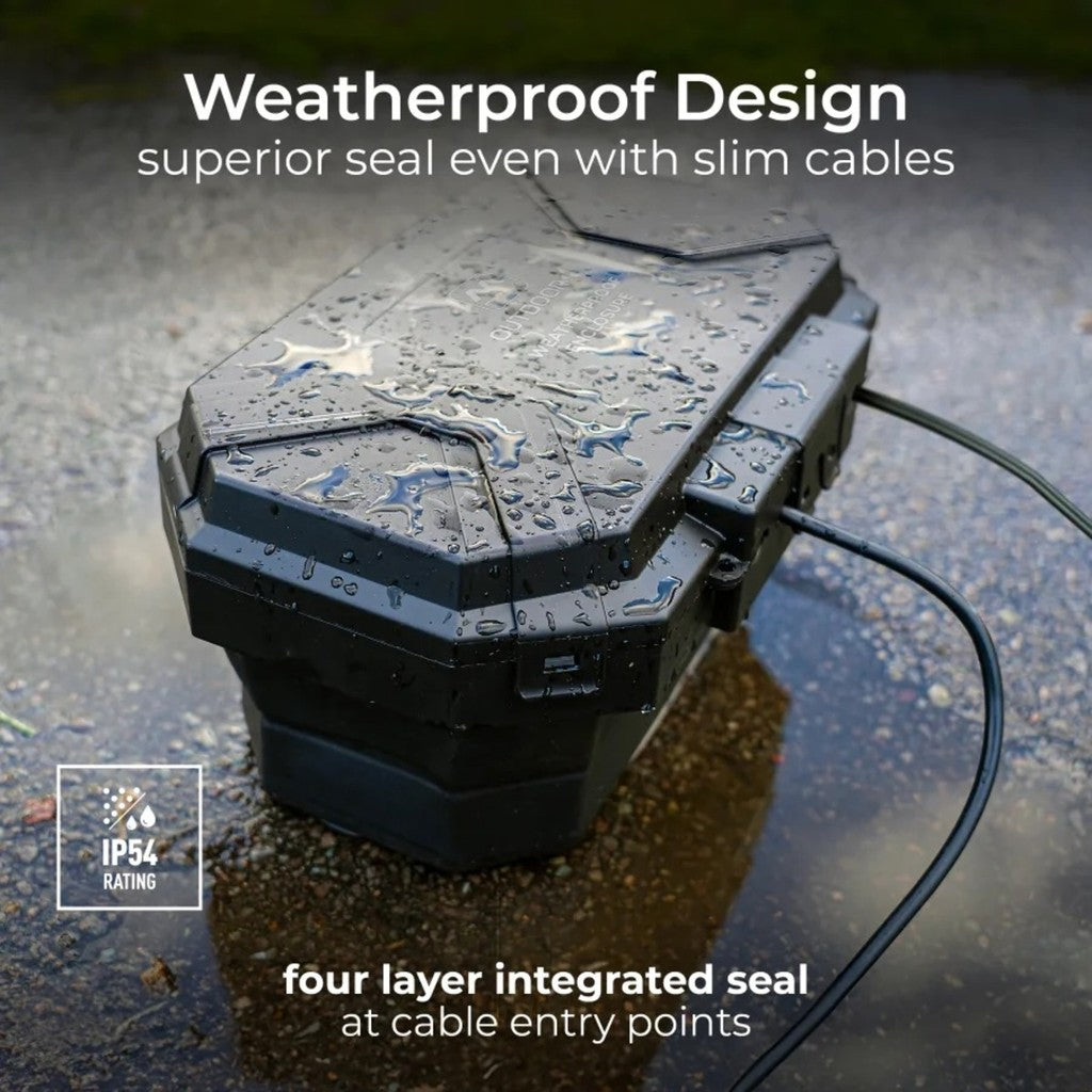 Masterplug WBCB Collapsible IP54 Weatherproof Box with 5 Cables Outlets with Wall-fixing Capability