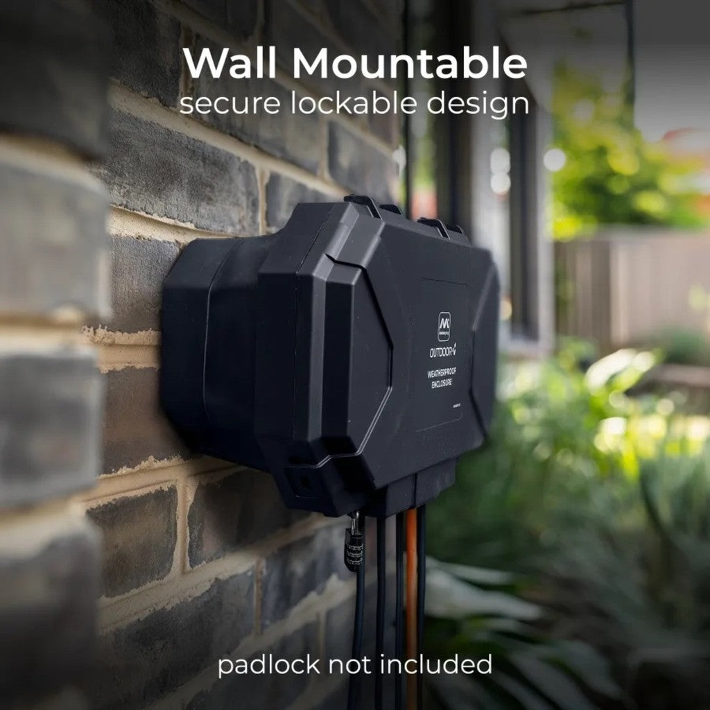 Masterplug WBCB Collapsible IP54 Weatherproof Box with 5 Cables Outlets with Wall-fixing Capability