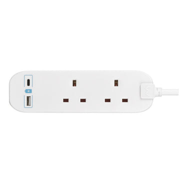 Masterplug 2 Socket 2M Extension Lead With 10.5W USB A+C (BTGUAC102N)